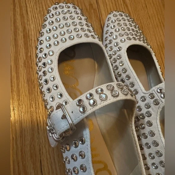Sam Edelman White Studded Ballet Flats - Picture 2 of 9